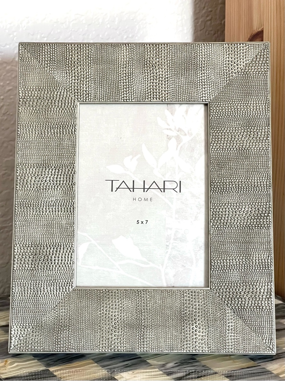Tahari Home Silver Metal Picture Frame 5" x 7" Textured Dots Motif